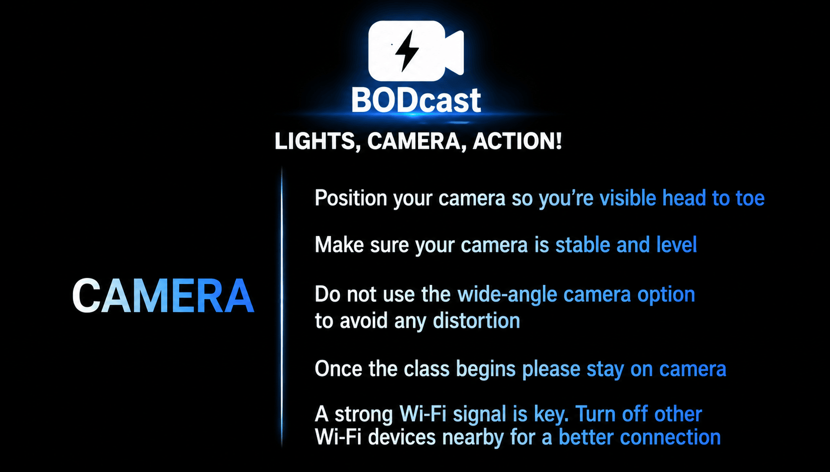 BODcast pre-class: camera tips